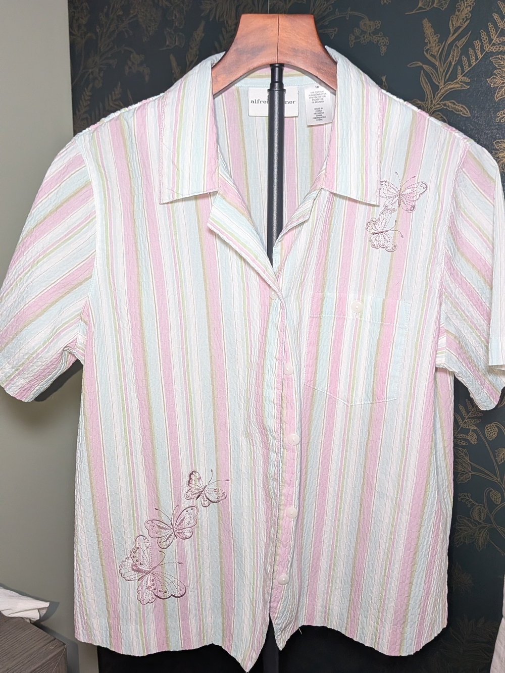Alfred Dunner Pastel Striped Short-Sleeve Button-Front Shirt
